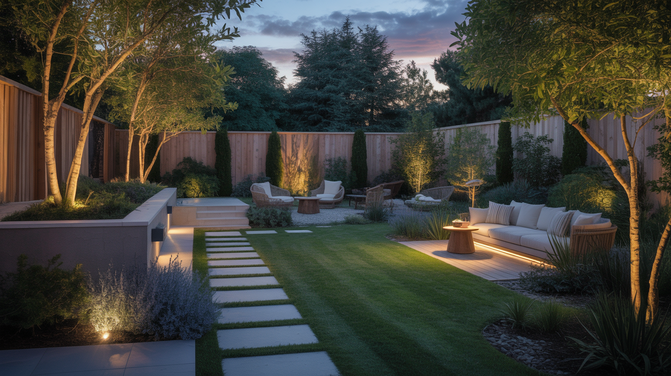 backyard garden dusk