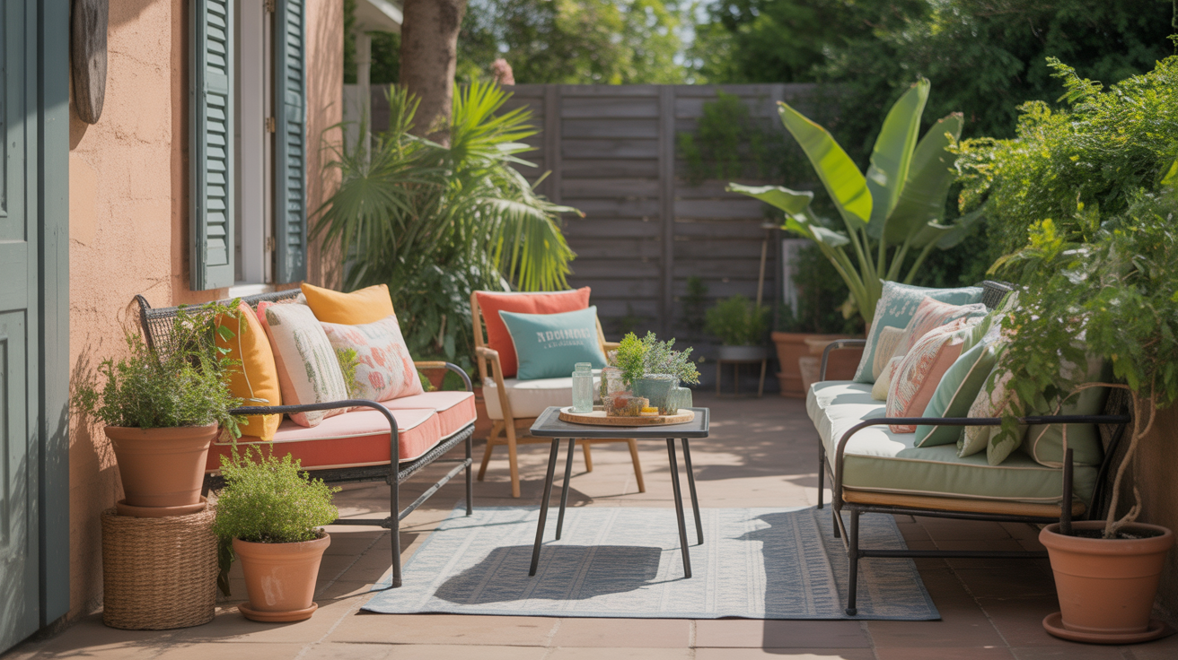 realistic furnished patio